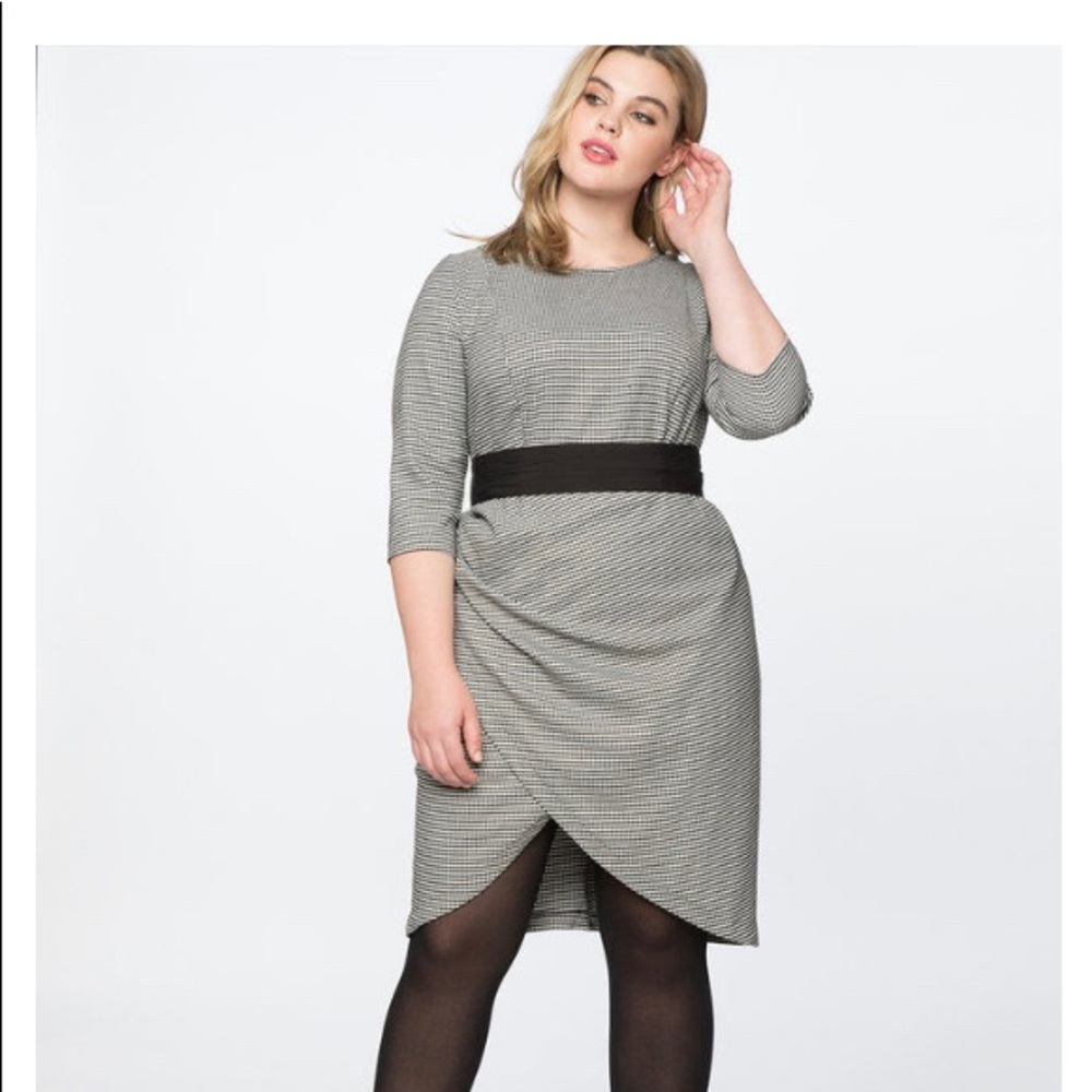 Eloquii Houndstooth Wrap Skirt Work Dress 16